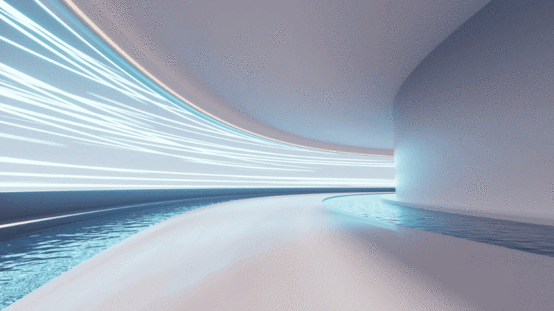 现代建筑室内水面空间3D渲染插画下载