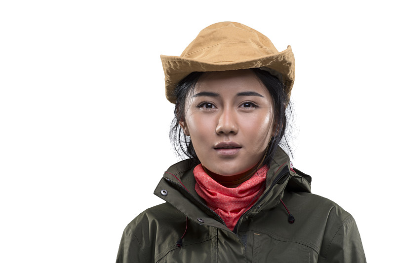 Portrait of female mountain climber图片下载