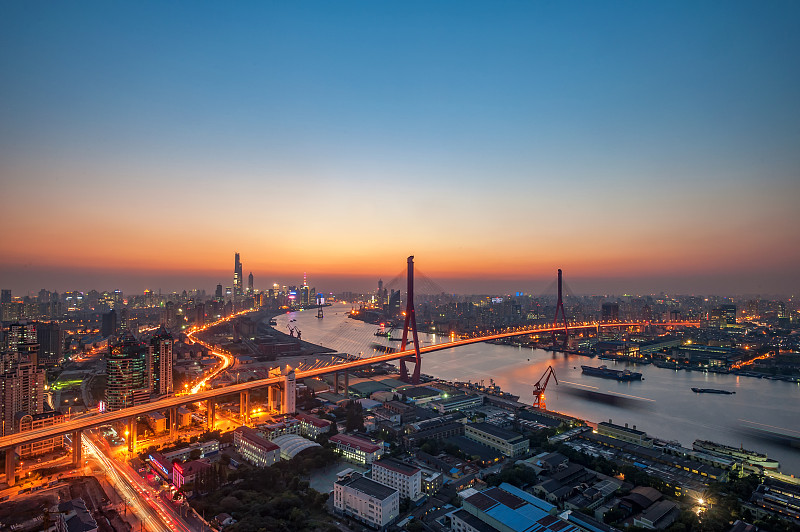 上海杨浦大桥夜景图片素材