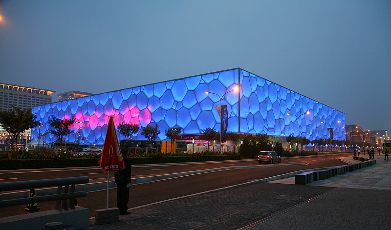 中国,北京,奥运场馆,国家游泳中心,夜景图片下载