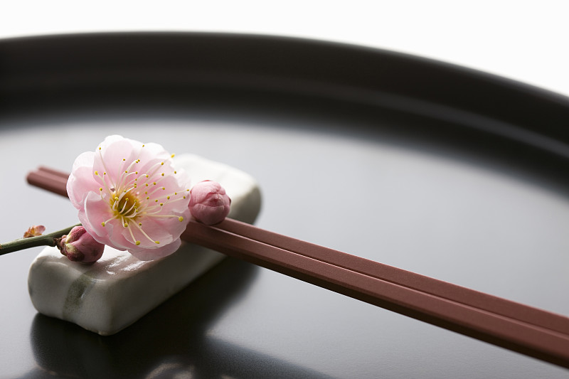 筷子和一盆梅花图片素材