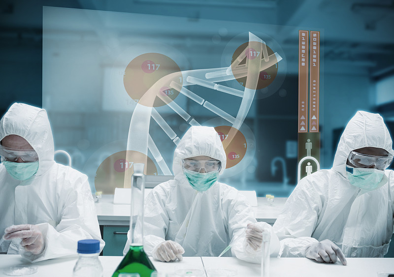 科学家们在实验室里用未来的界面展示DNA图片下载