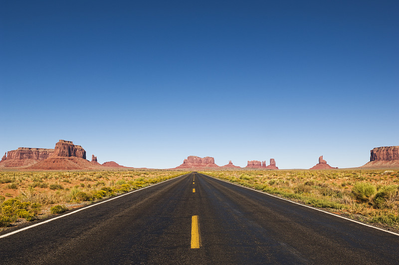 沙漠中的公路和岩层图片下载