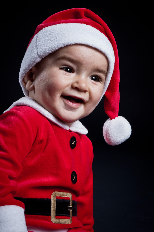婴儿圣诞老人的肖像。图片下载