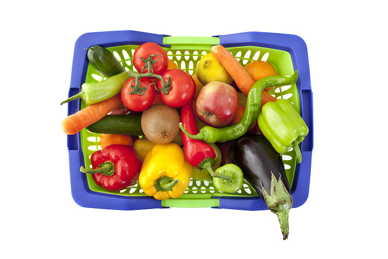 装水果和蔬菜的购物篮图片下载