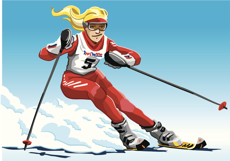 女子障碍滑雪者红色图片素材