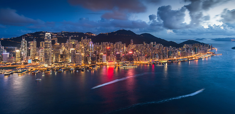 航拍香港天际线夜景图片下载