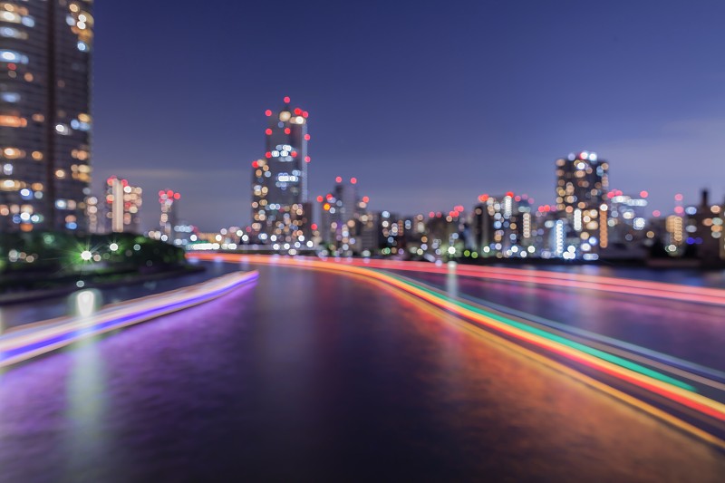 散景图东京城市滨水夜景图片下载