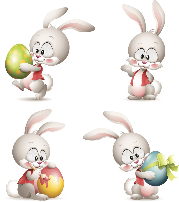兔子-复活节彩蛋套装图片素材
