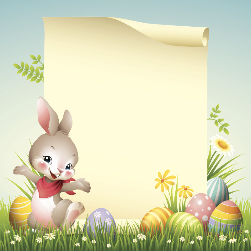 复活节兔子-卷轴图片素材
