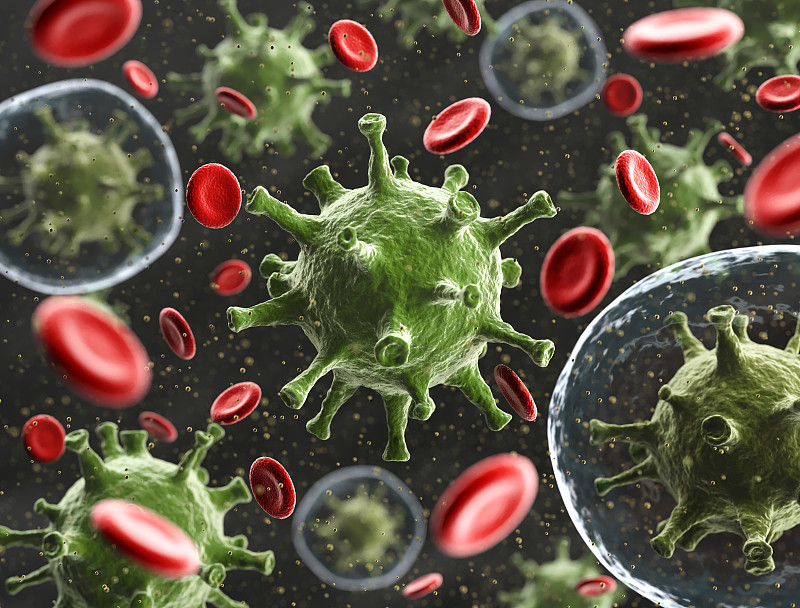 病毒细胞与红细胞混合图片素材