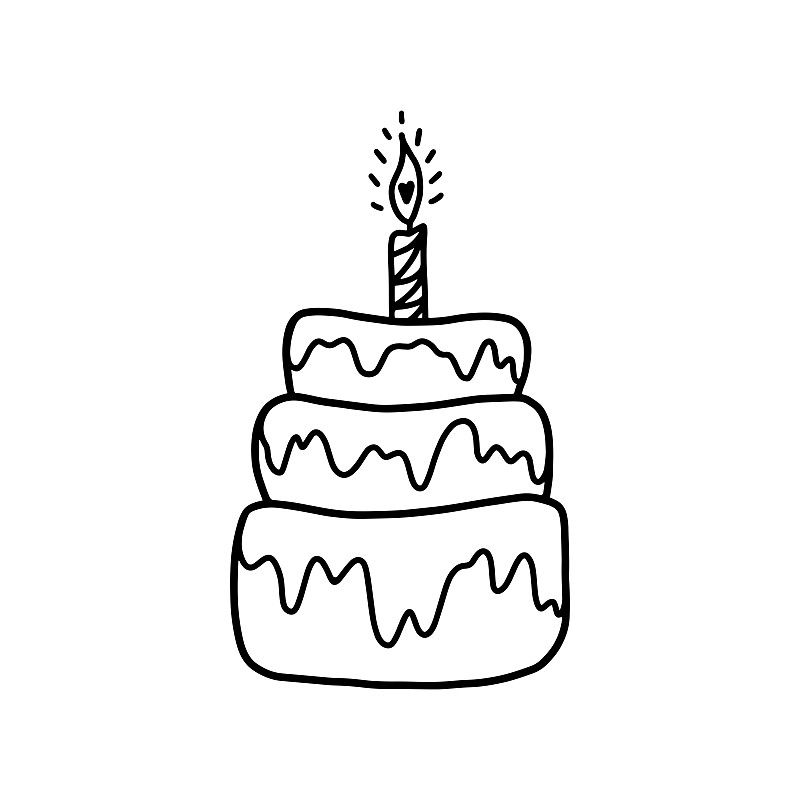 白色背景上装饰着奶油帽的美味蛋糕黑色和白色手绘矢量插图包裹松饼