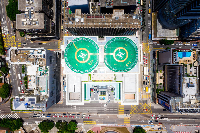 香港九龙的直升机停车场图片下载