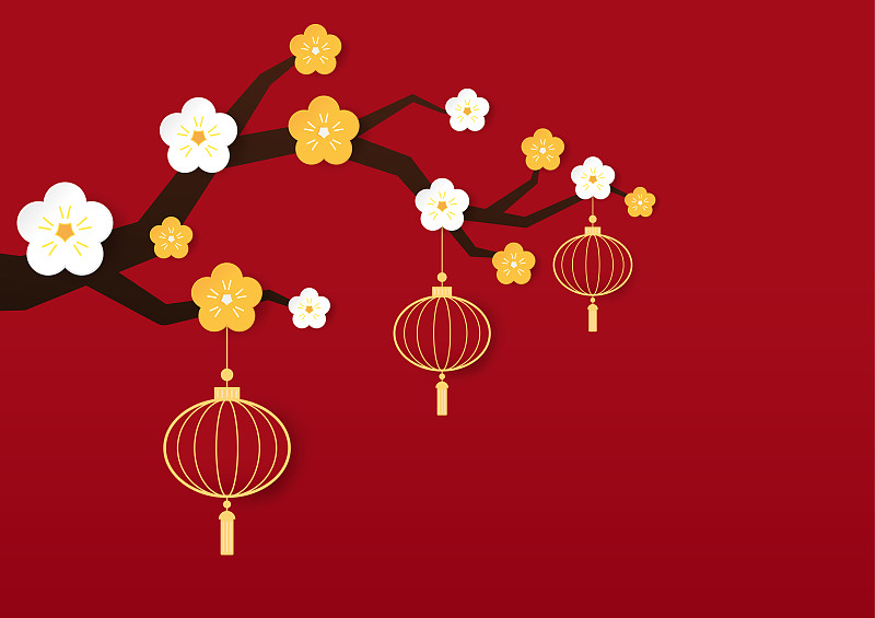 中国新年墙纸。樱花相框。矢量樱花为中国新年和农历新年。图片下载