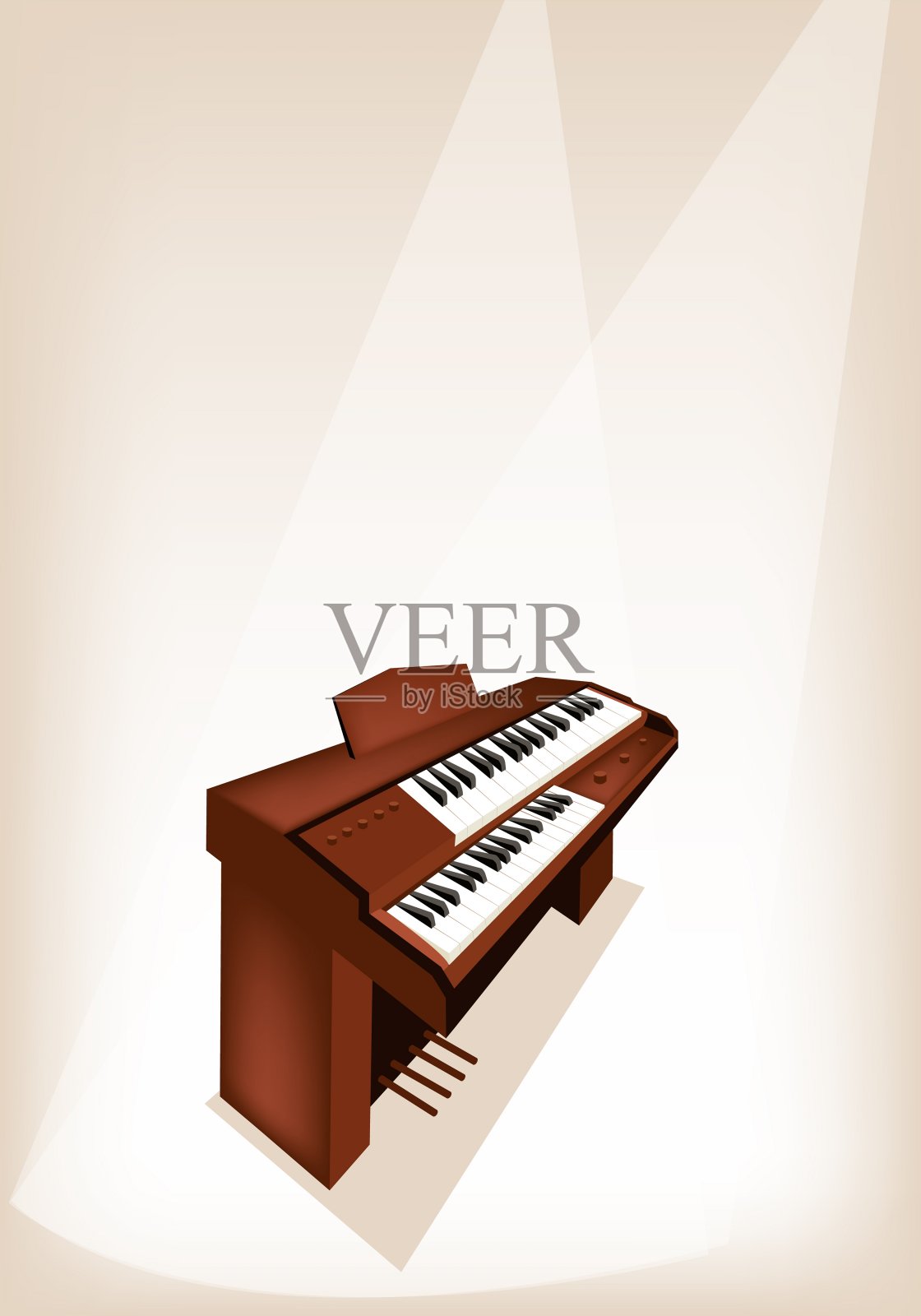 复古管风琴在棕色舞台背景设计元素图片