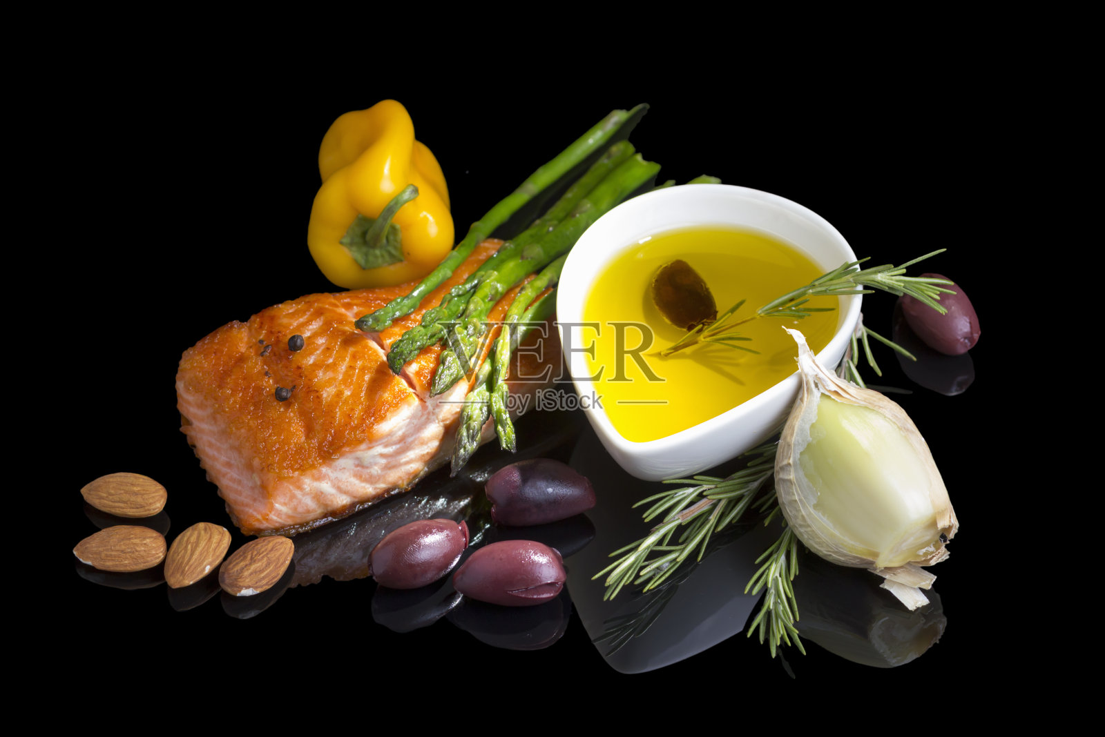 地中海ω- 3脂肪酸饮食。照片摄影图片