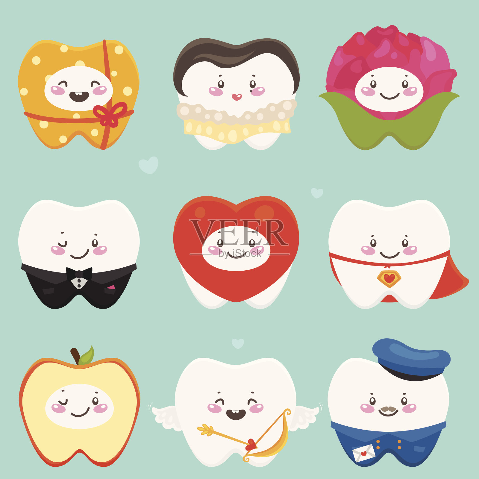 牙齿在情人节插画图片素材