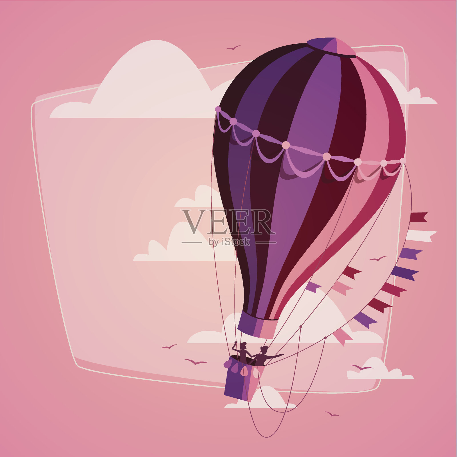 热气球。浪漫的背景插画图片素材