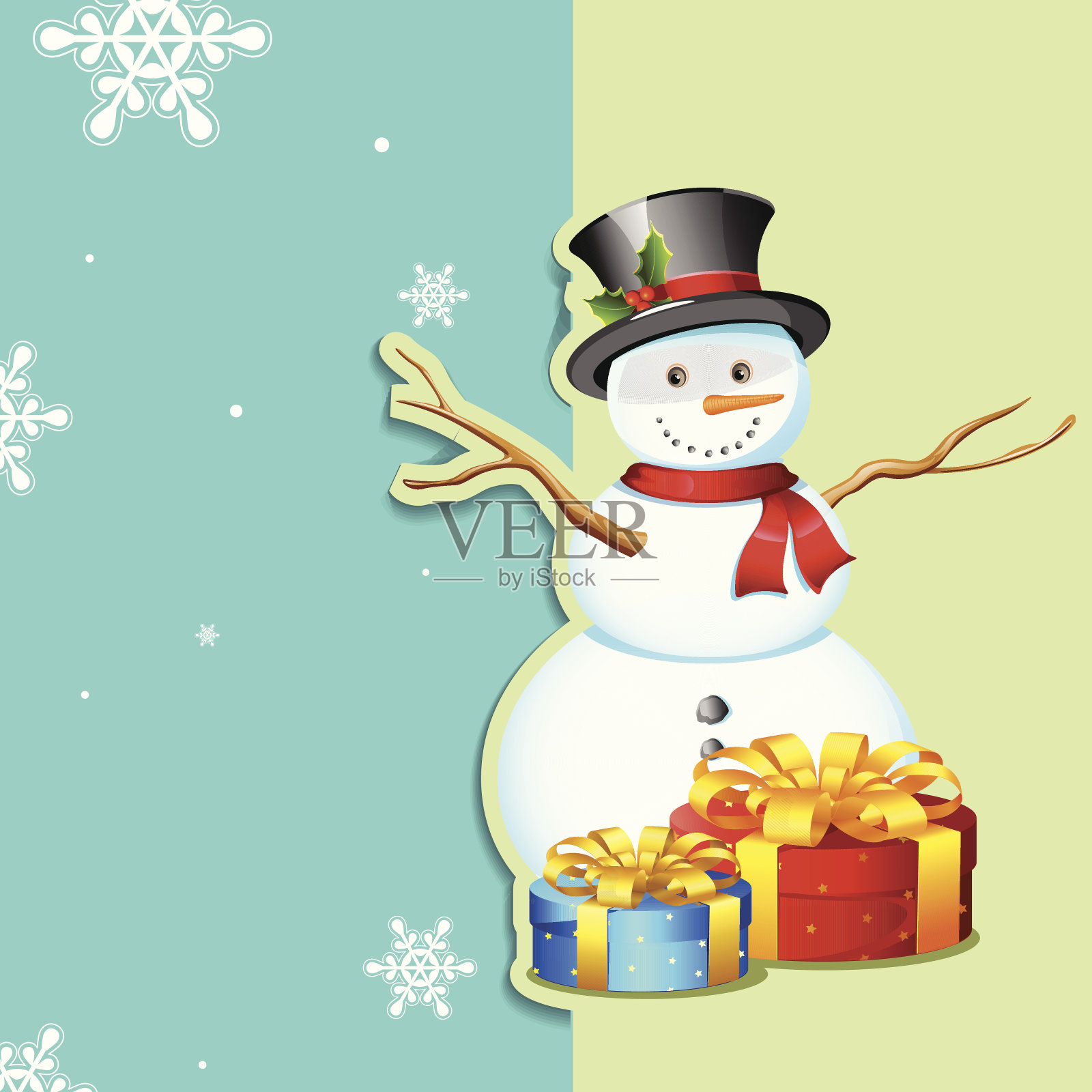 雪人圣诞卡片设计元素图片