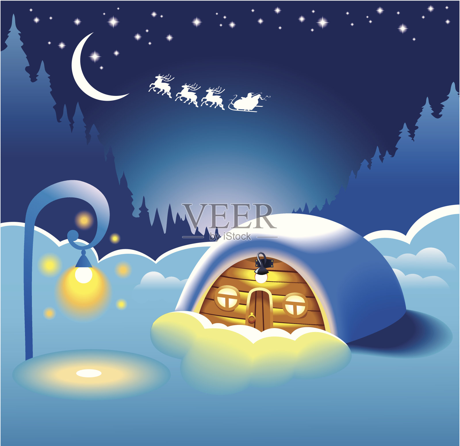 白雪覆盖的小屋插画图片素材