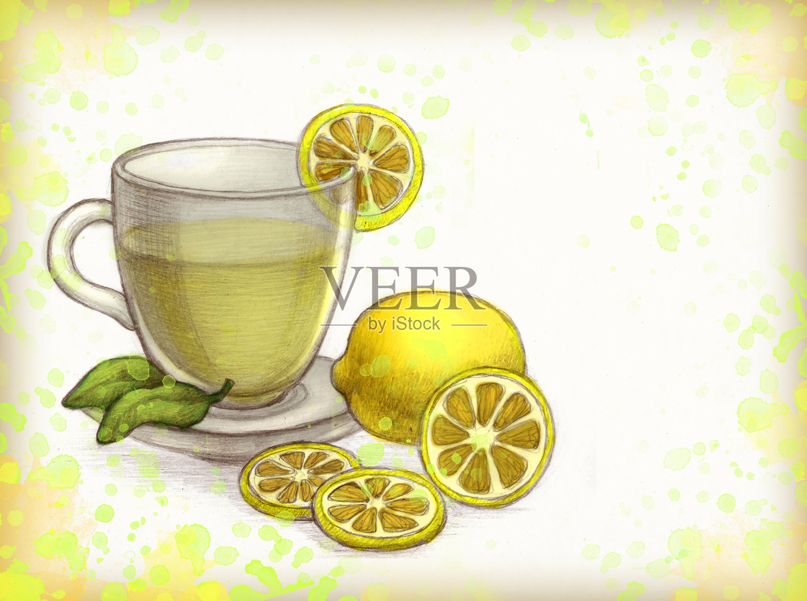 一杯柠檬茶插画图片素材