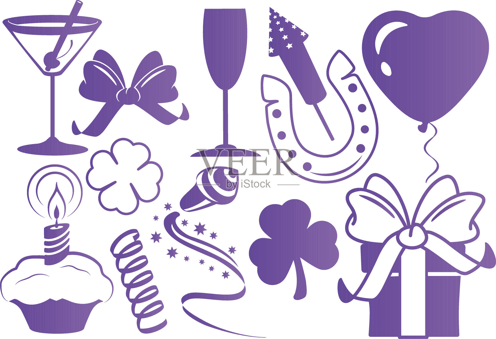 派对和庆典的剪影是紫色的插画图片素材
