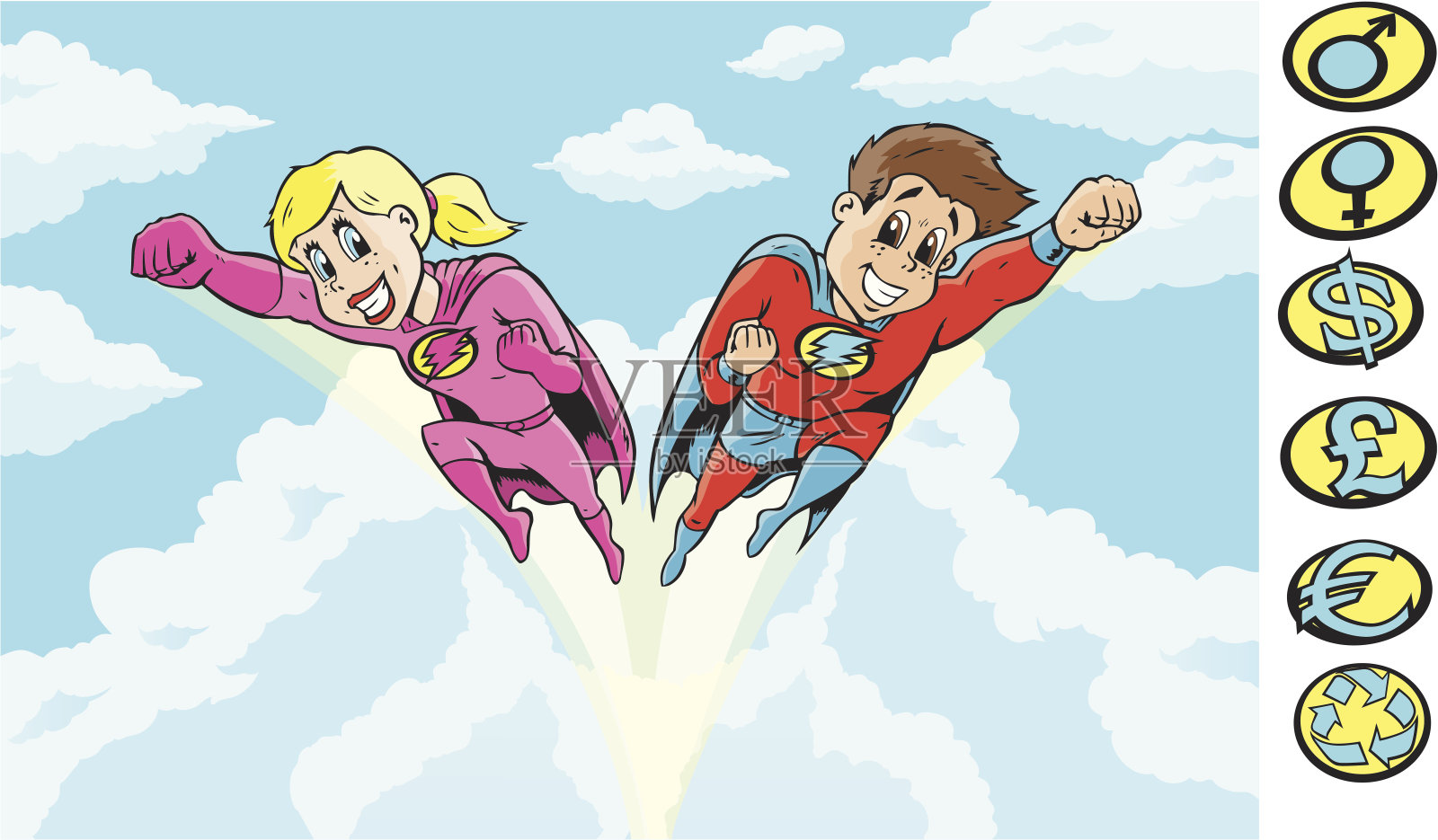 超级英雄的孩子插画图片素材