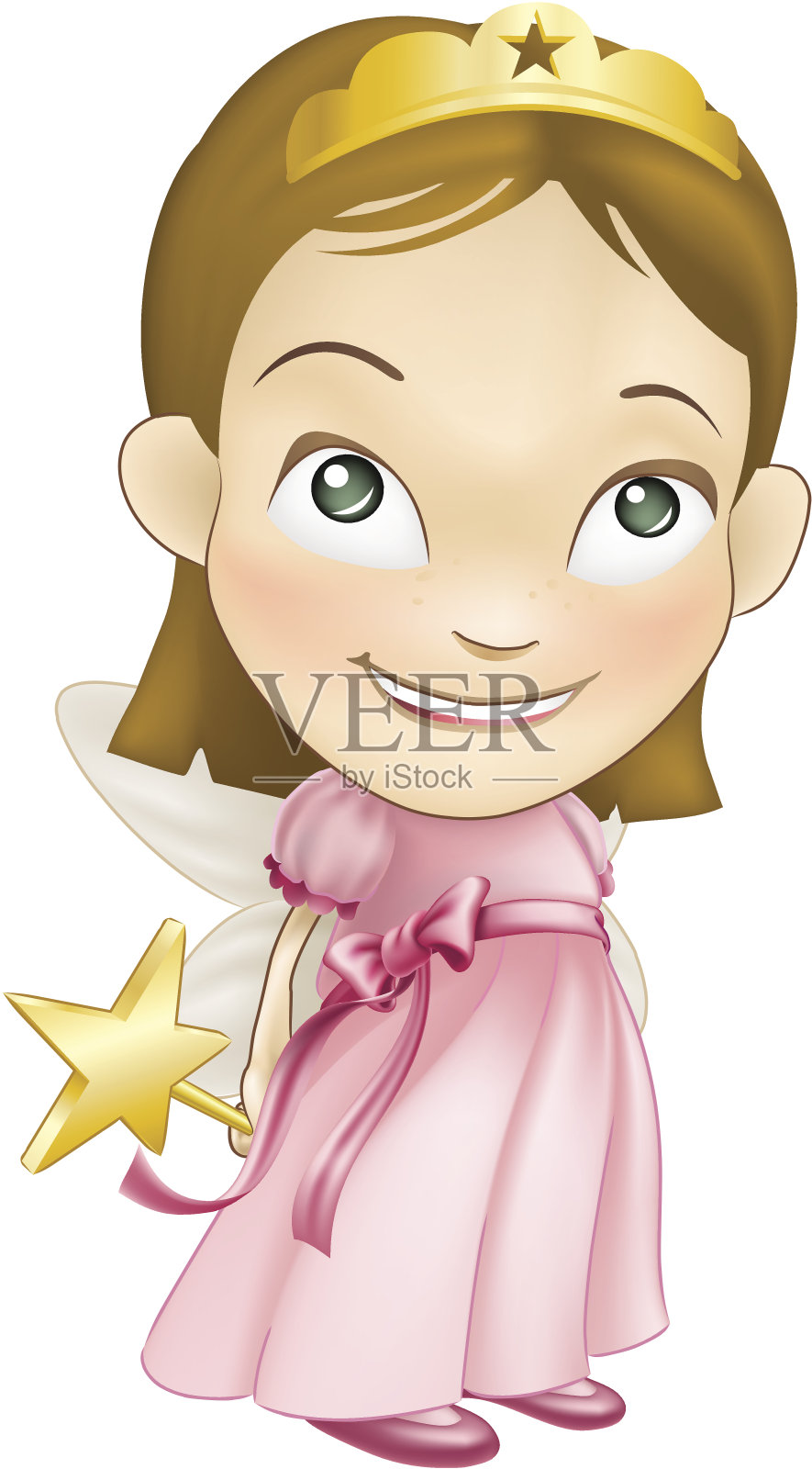 童话公主装扮成小女孩插画图片素材