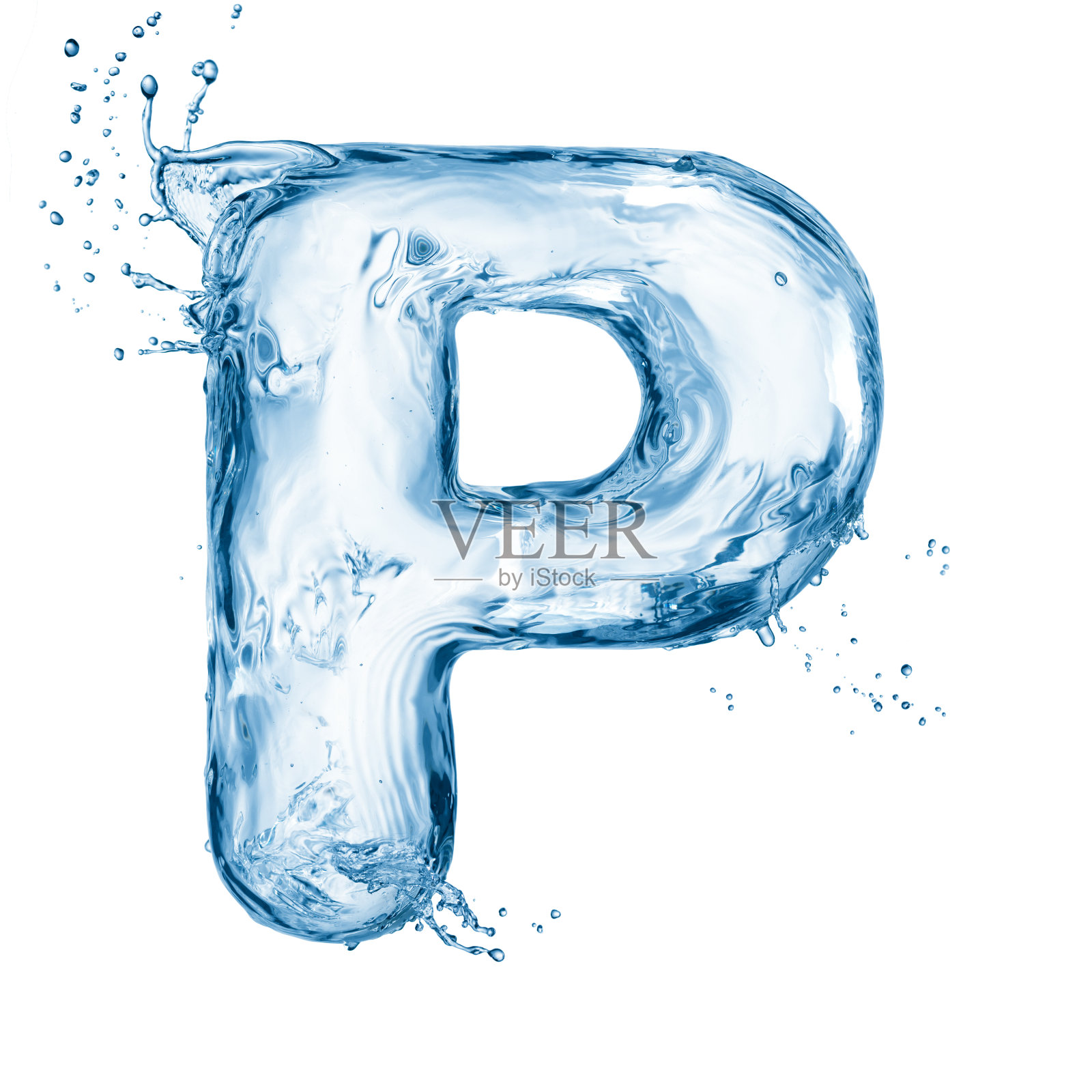 由蓝色的水组成的字母P的图形艺术设计元素图片