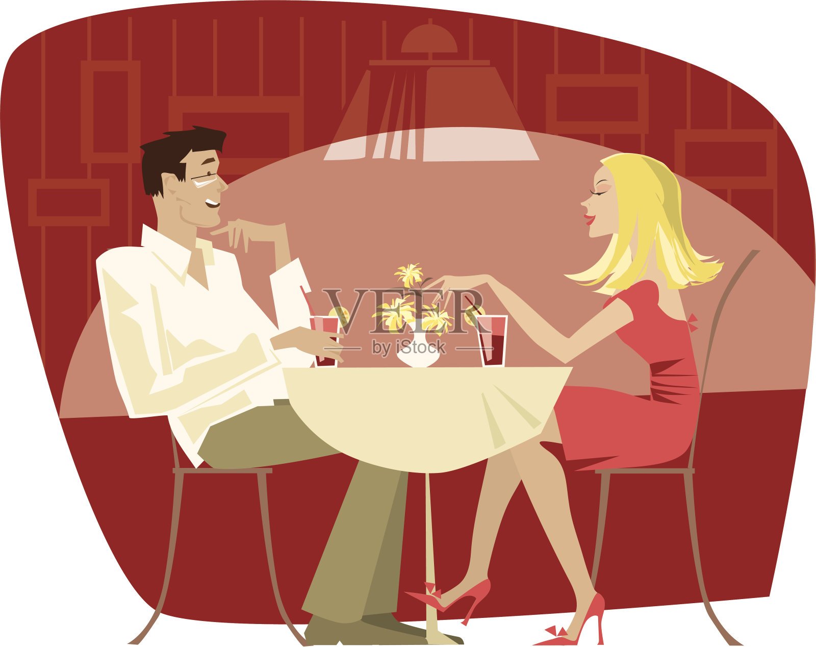 一对夫妇在咖啡馆的插图插画图片素材