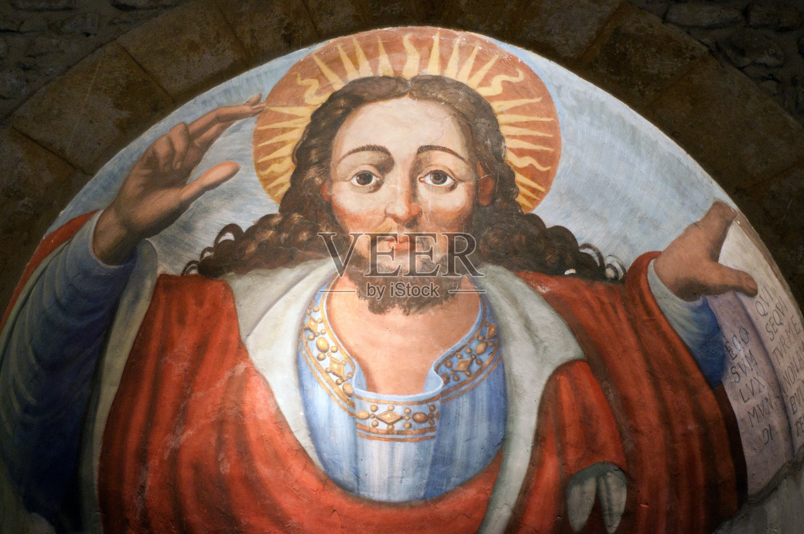 圣斯比里托修道院，在中央祈祷基督插画图片素材