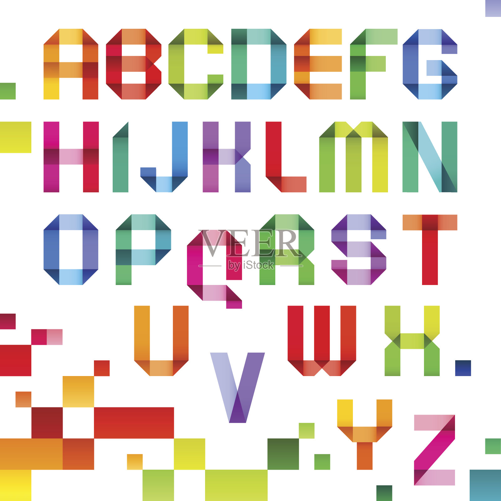 光谱字母折叠的纸缎带颜色插画图片素材