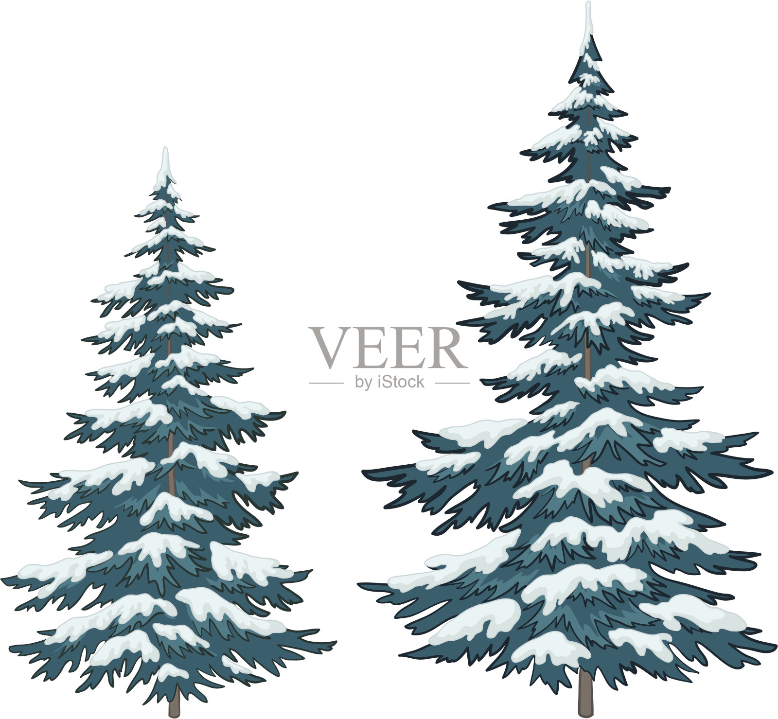 雪下的圣诞树插画图片素材