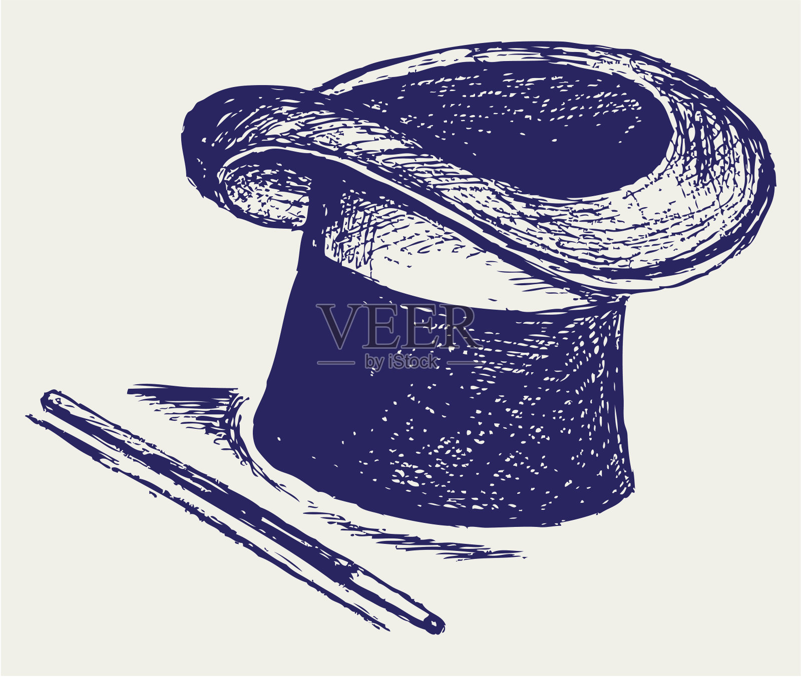 一个魔术帽和魔杖的插图插画图片素材