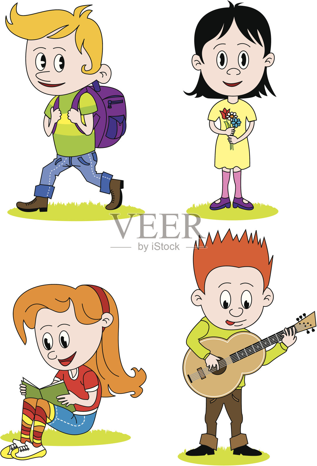 不同的孩子性格插画图片素材