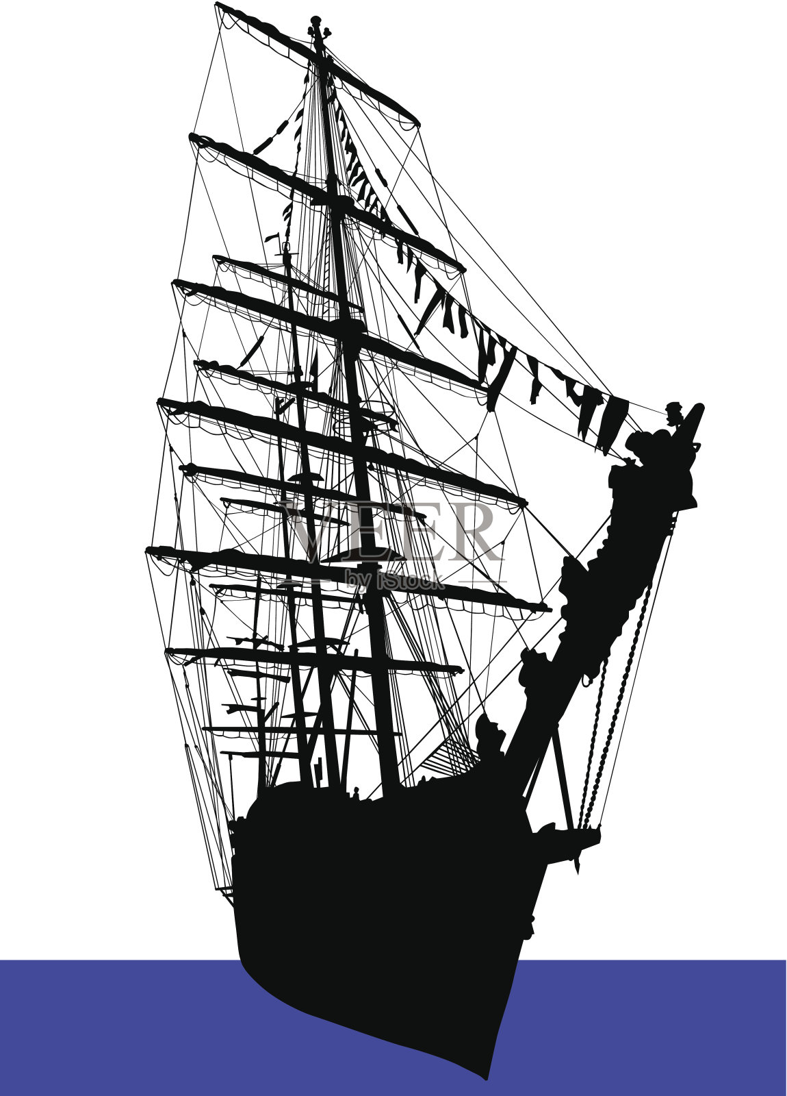 大帆船插画图片素材