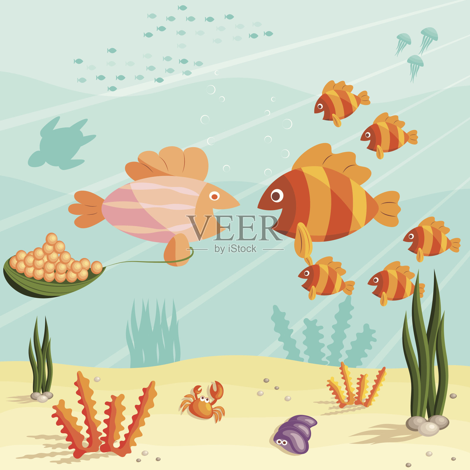 小鱼的生活插画图片素材