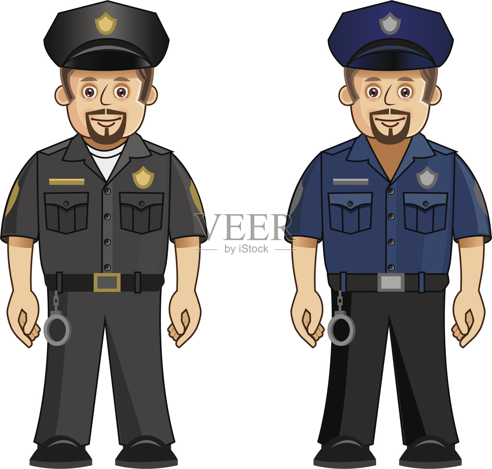 穿着两种不同颜色制服的警察设计元素图片