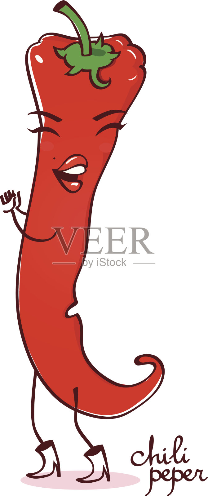 有趣的矢量蔬菜。红辣椒插画图片素材