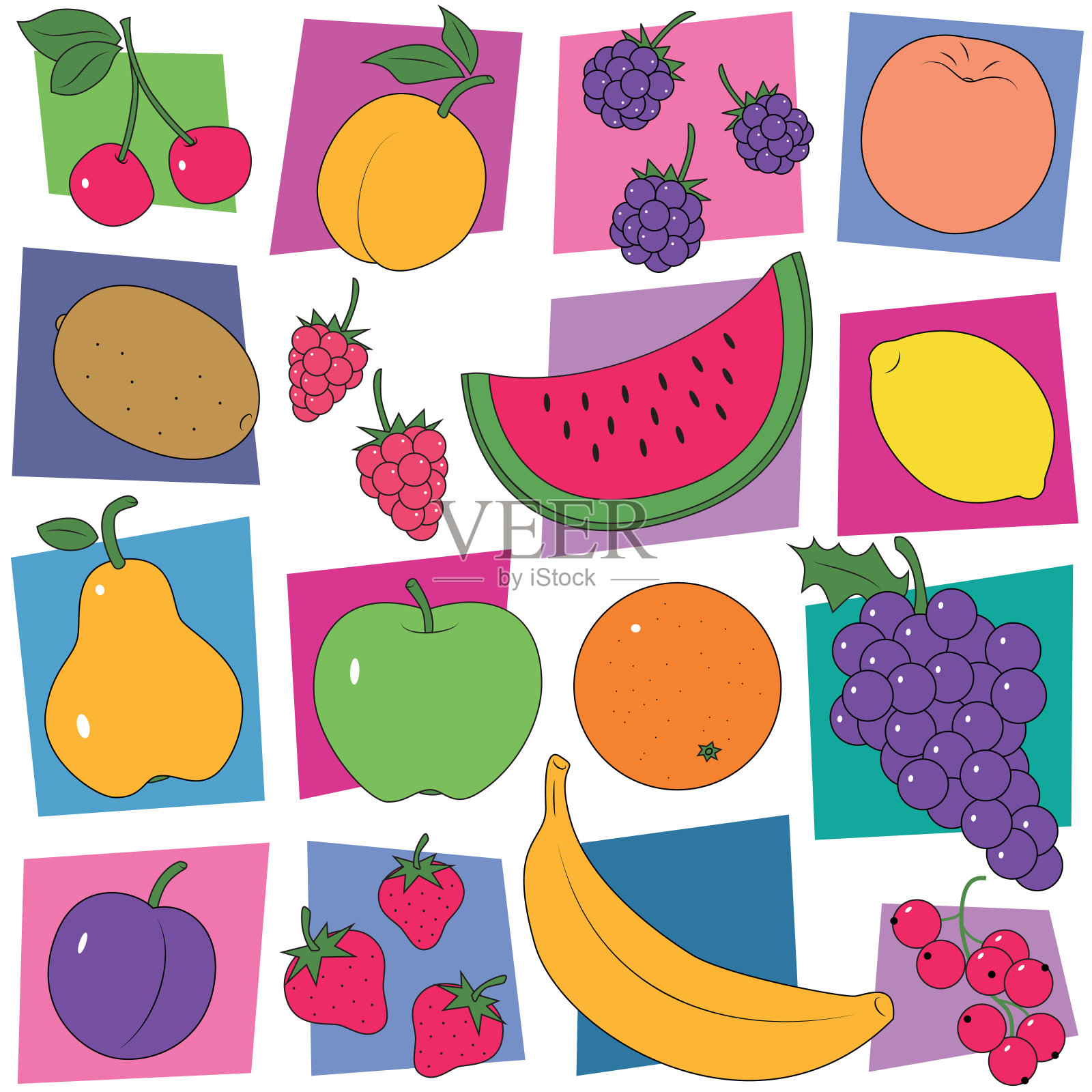 彩色水果采集背景插画图片素材