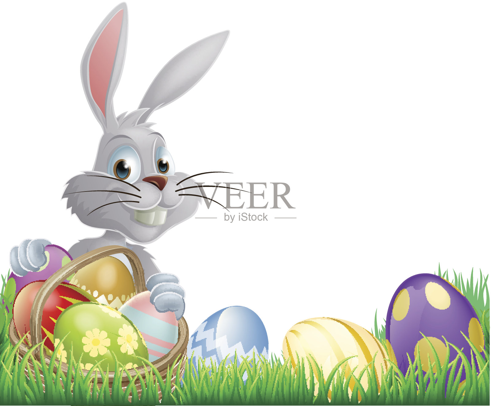 复活节彩蛋的兔子设计元素图片