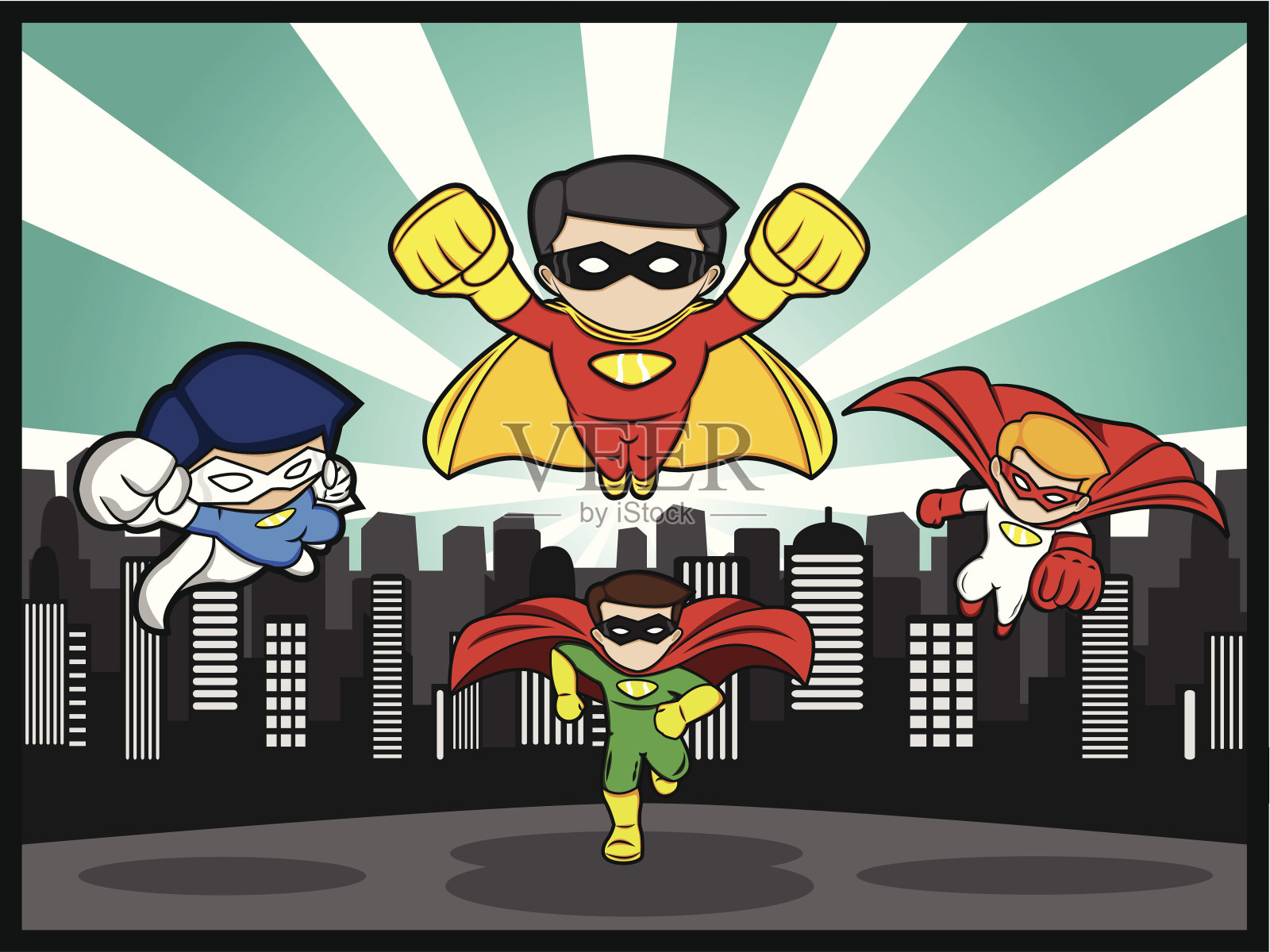 团队的超级英雄插画图片素材