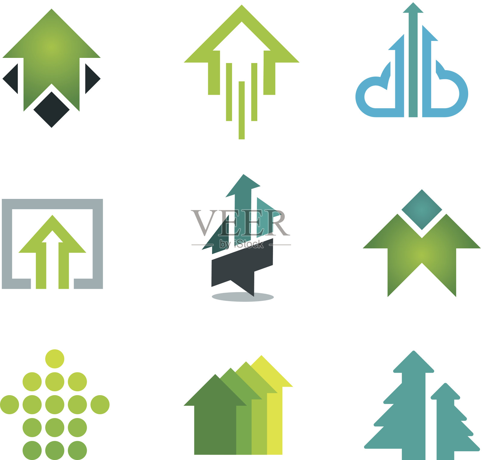 激励经济、金融、银行业的绿色成功商业标志图标素材