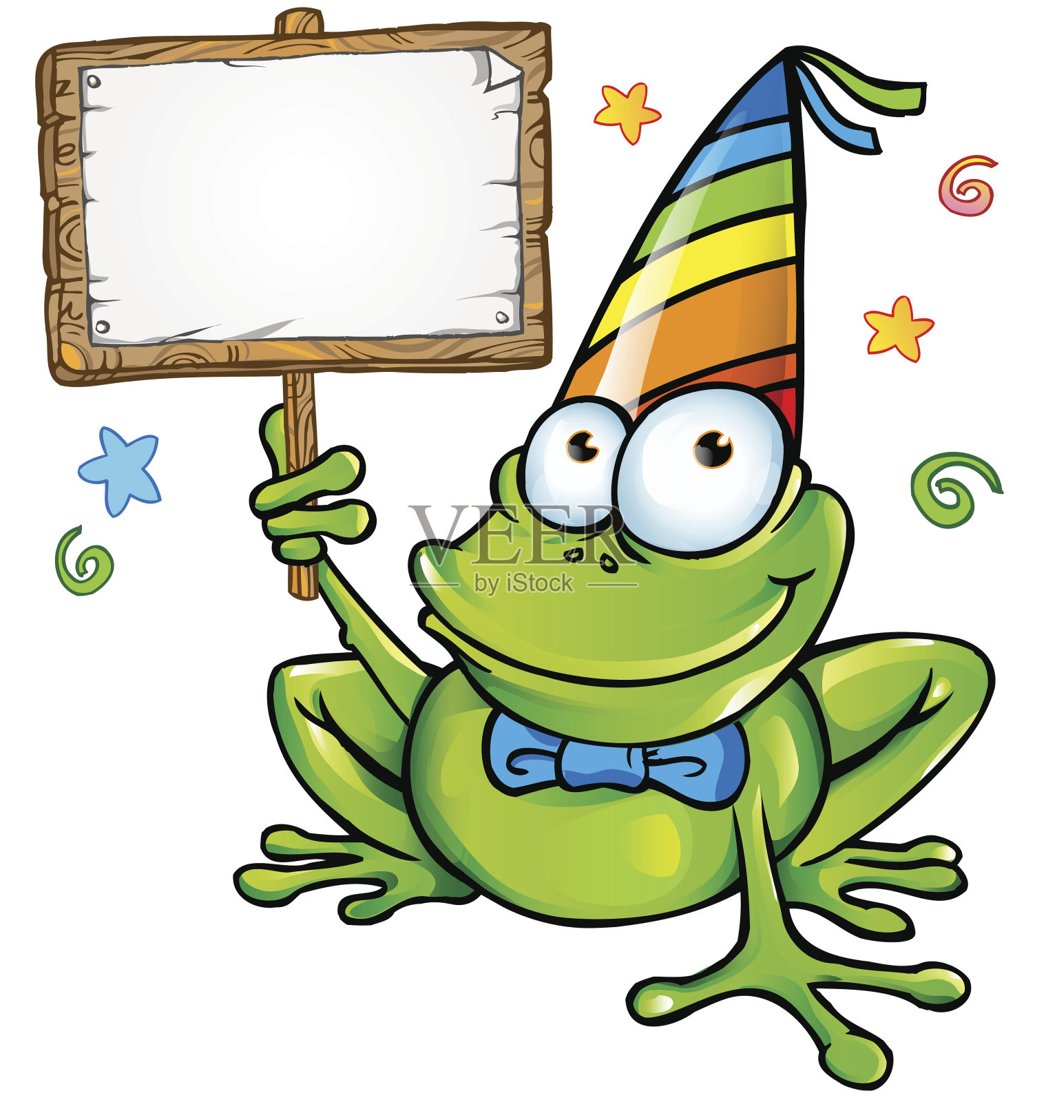 快乐的青蛙聚会与招牌插画图片素材