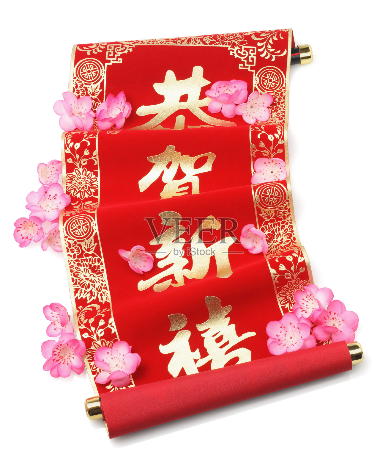 春节贺词卷轴照片摄影图片