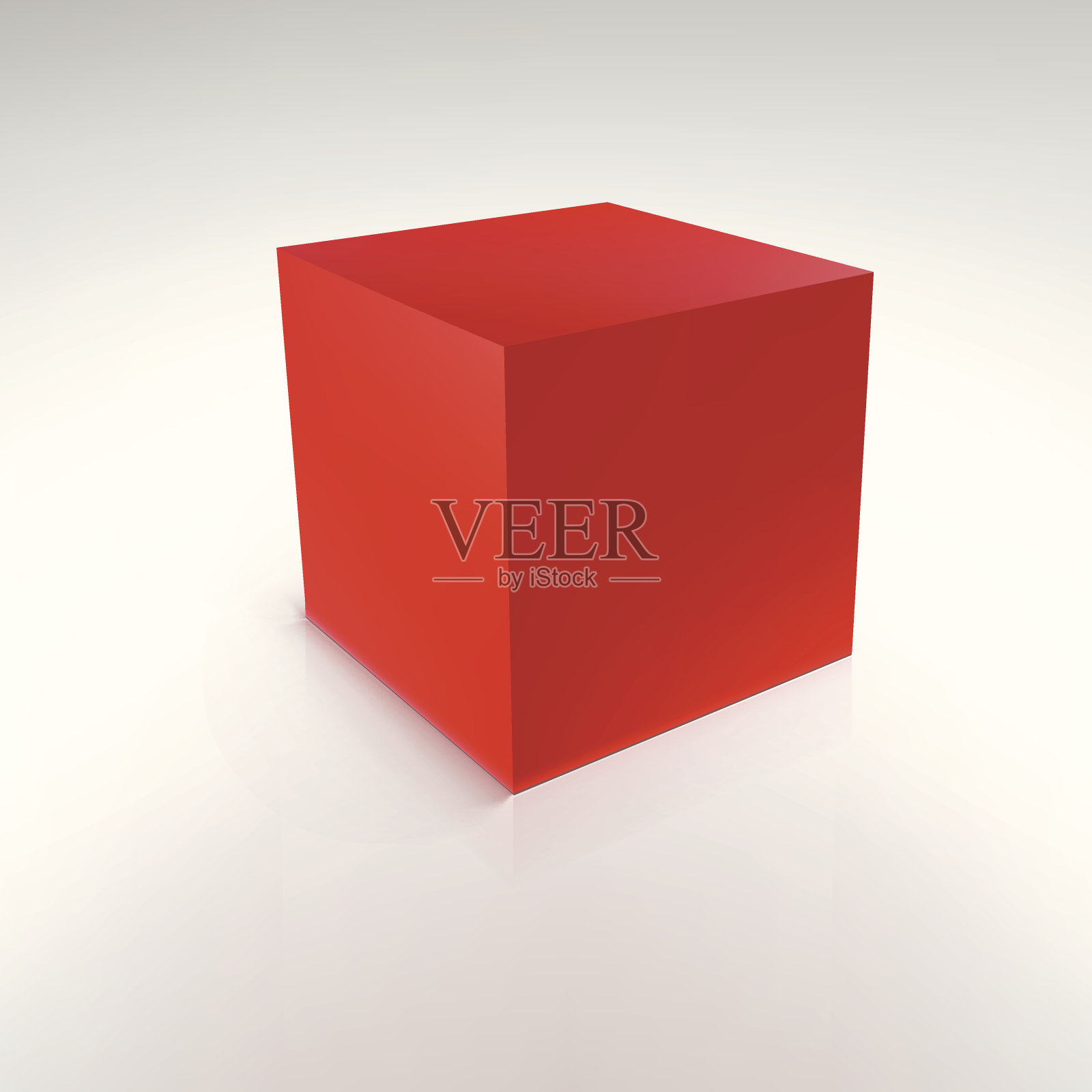 红色立方体与反射和阴影，矢量插图设计元素图片