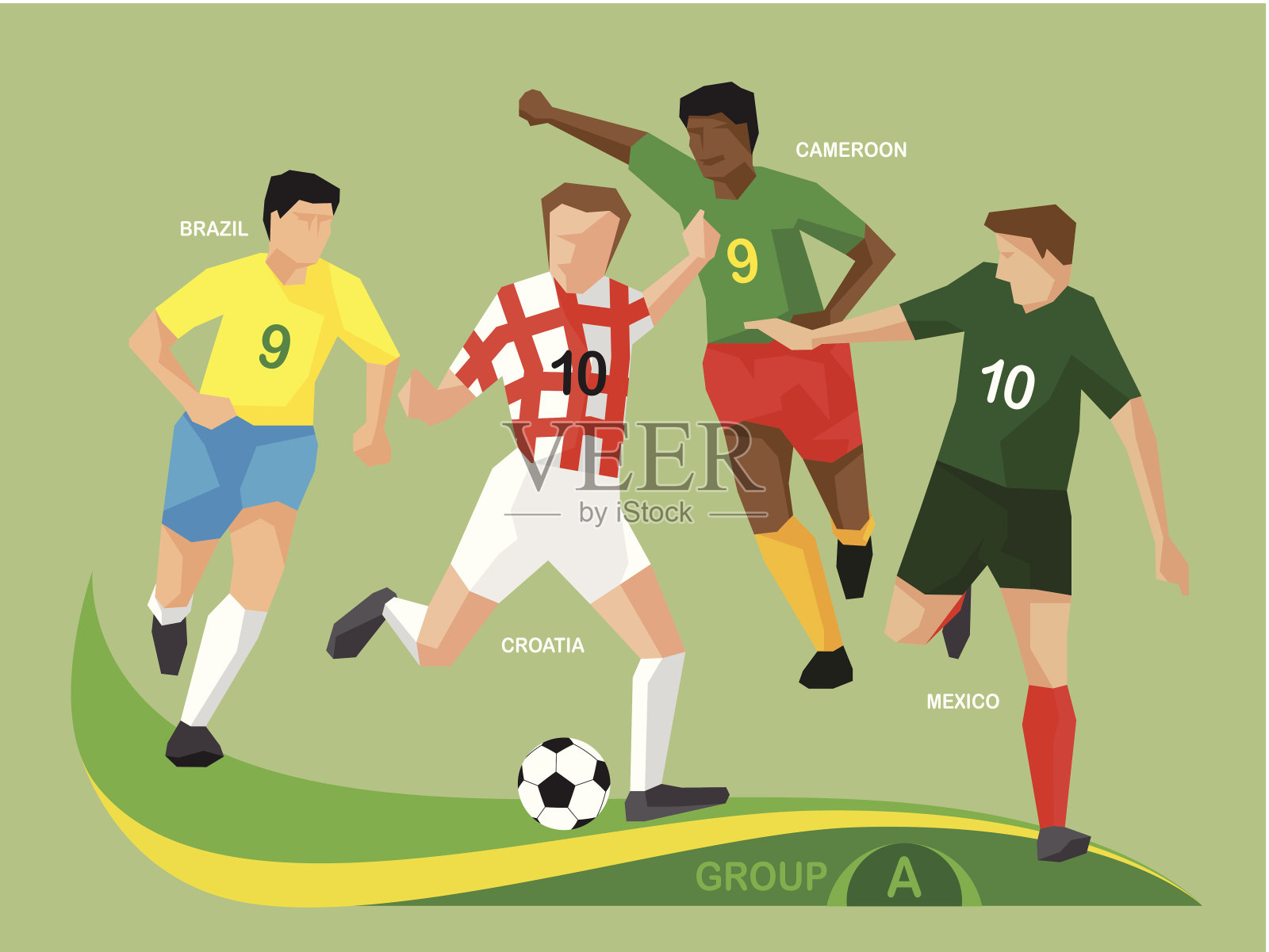 足球运动员2014 A组插画图片素材