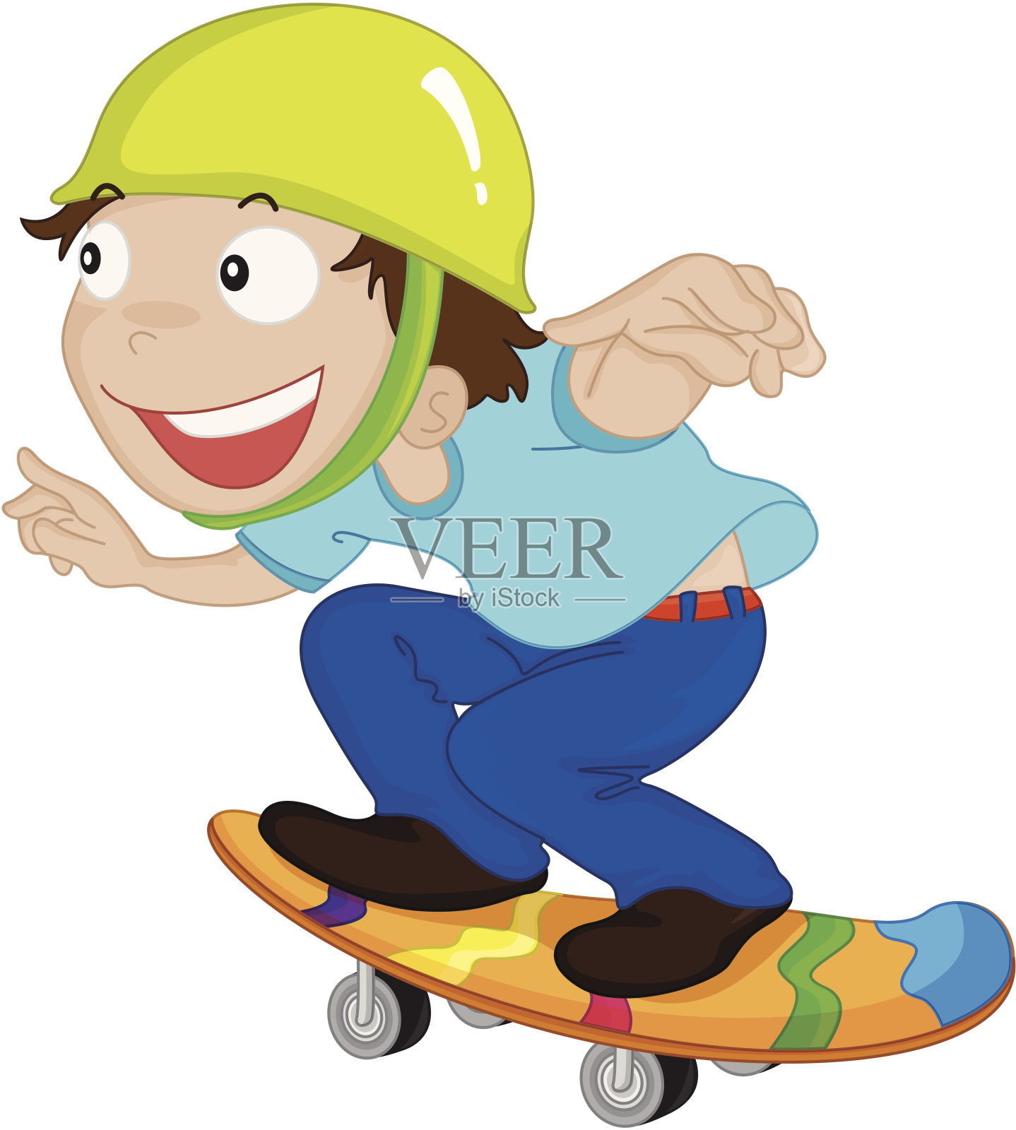 一个男孩滑冰插画图片素材
