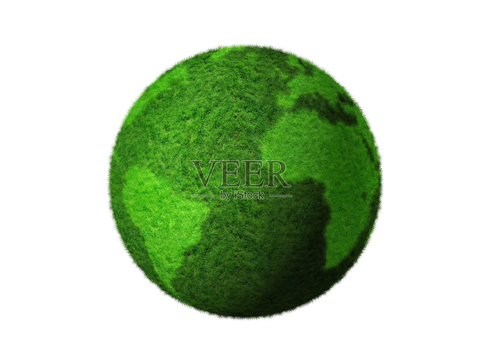 3D绿草地球-生态的象征设计元素图片
