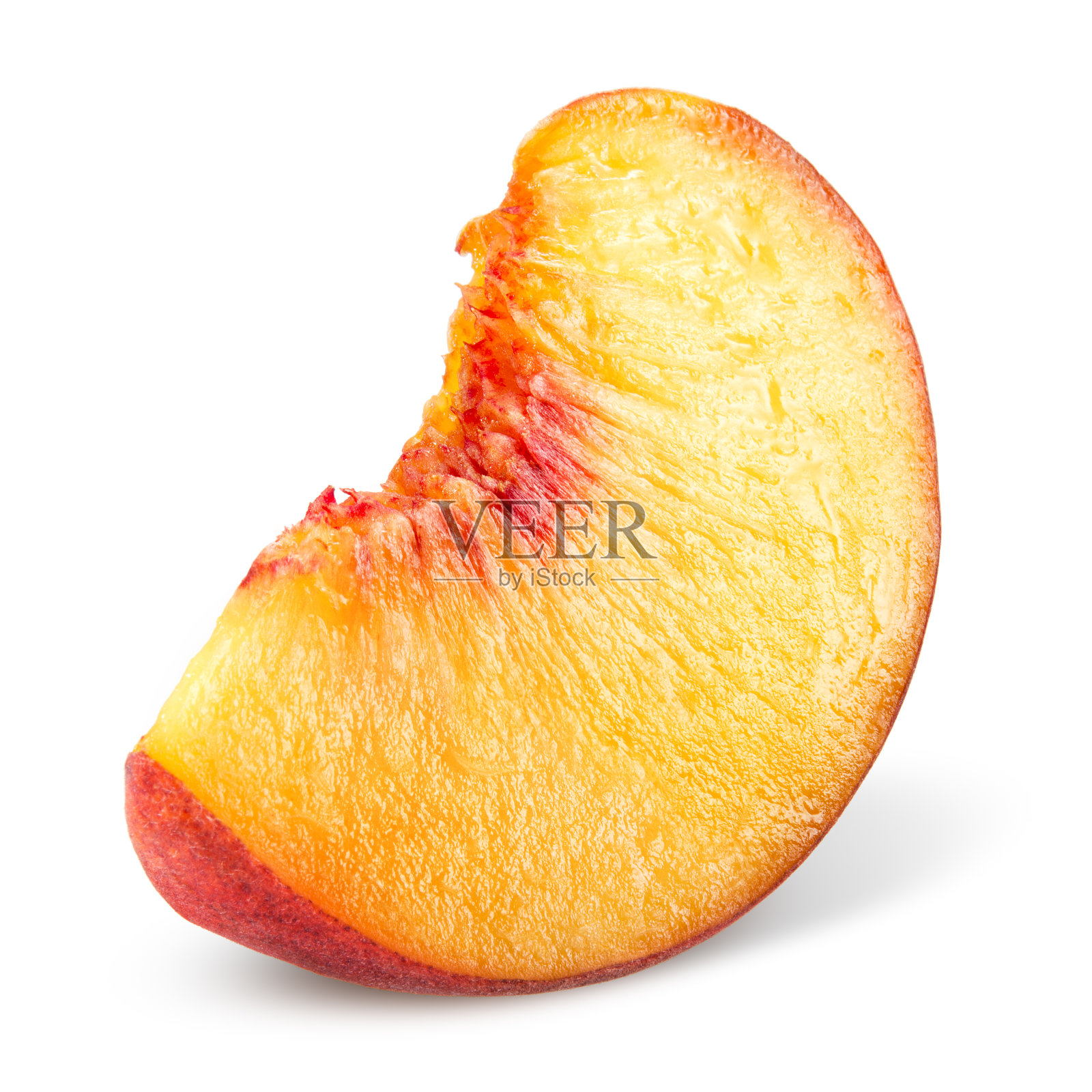 桃子。白色的孤立的水果片。照片摄影图片